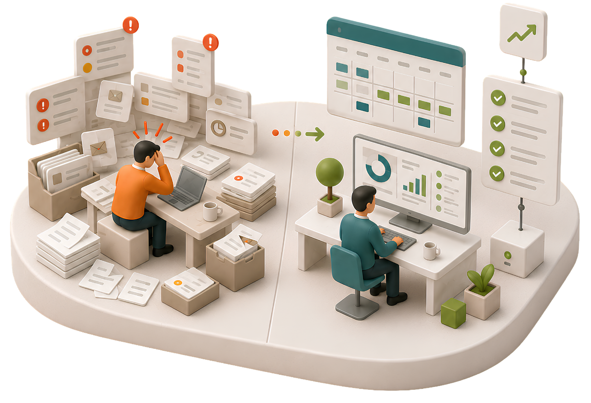 Automatisatie illustratie voor repetitief werk