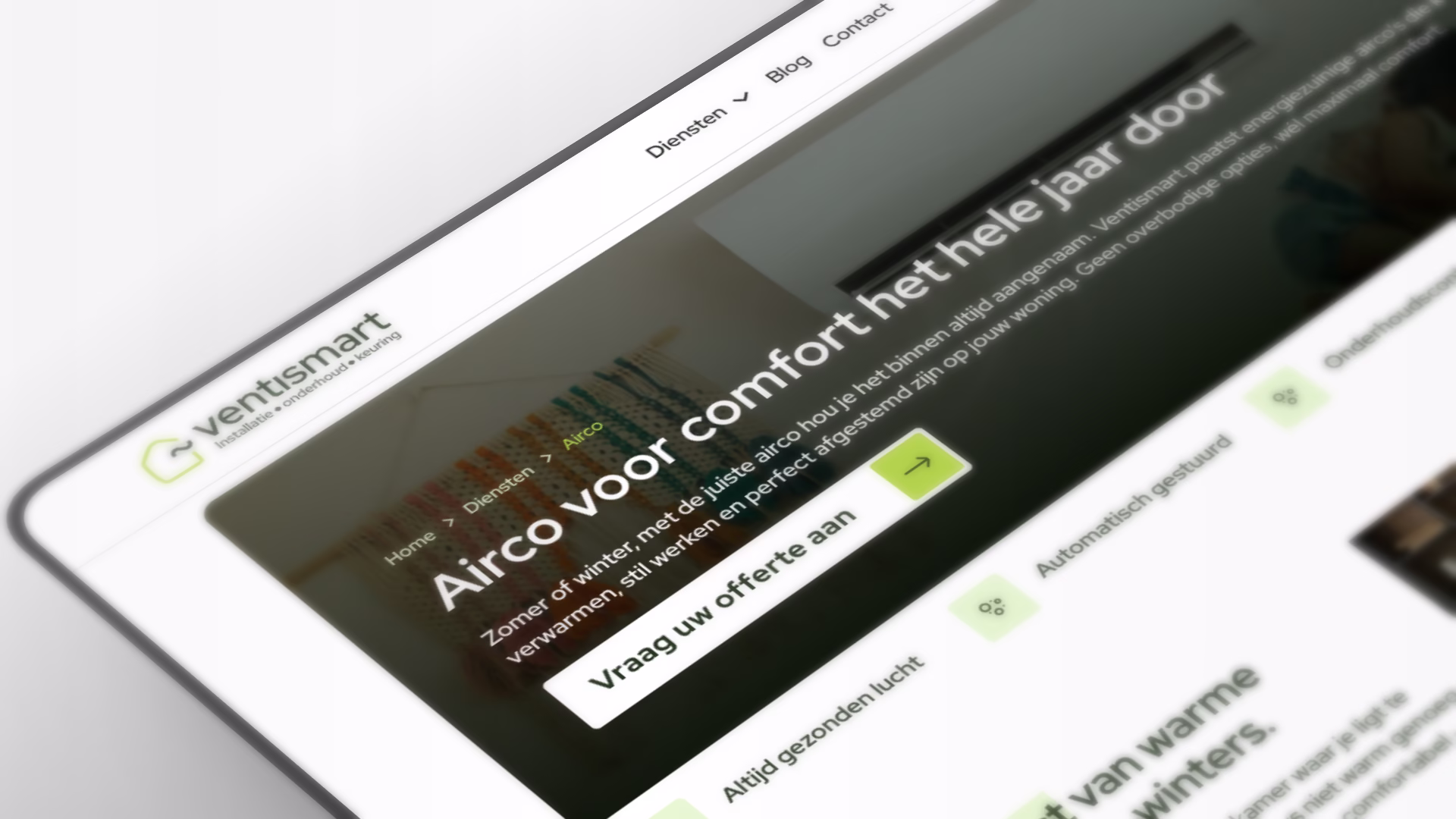 Ventismart website showcase rond ventilatie