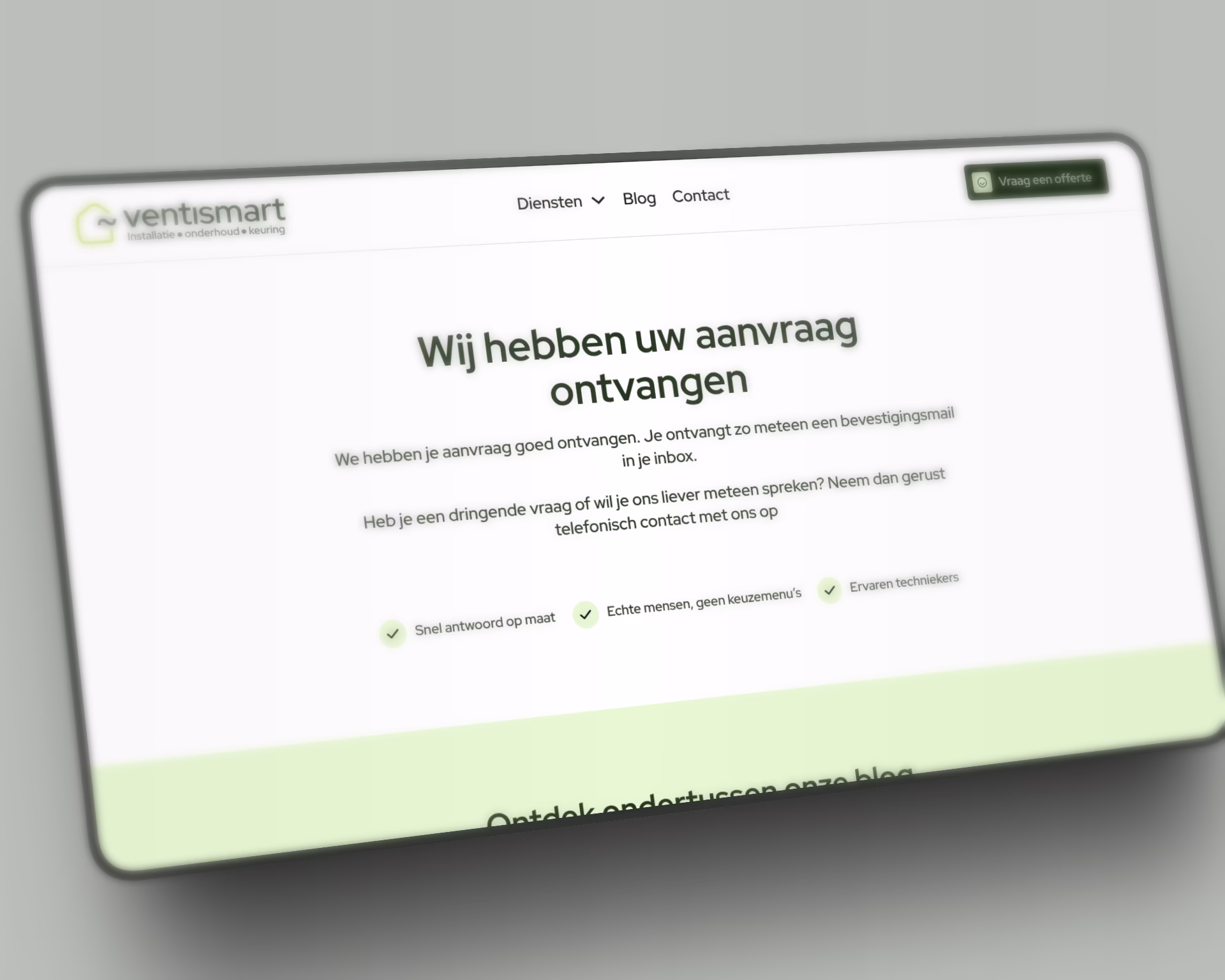 Ventismart website success pagina showcase